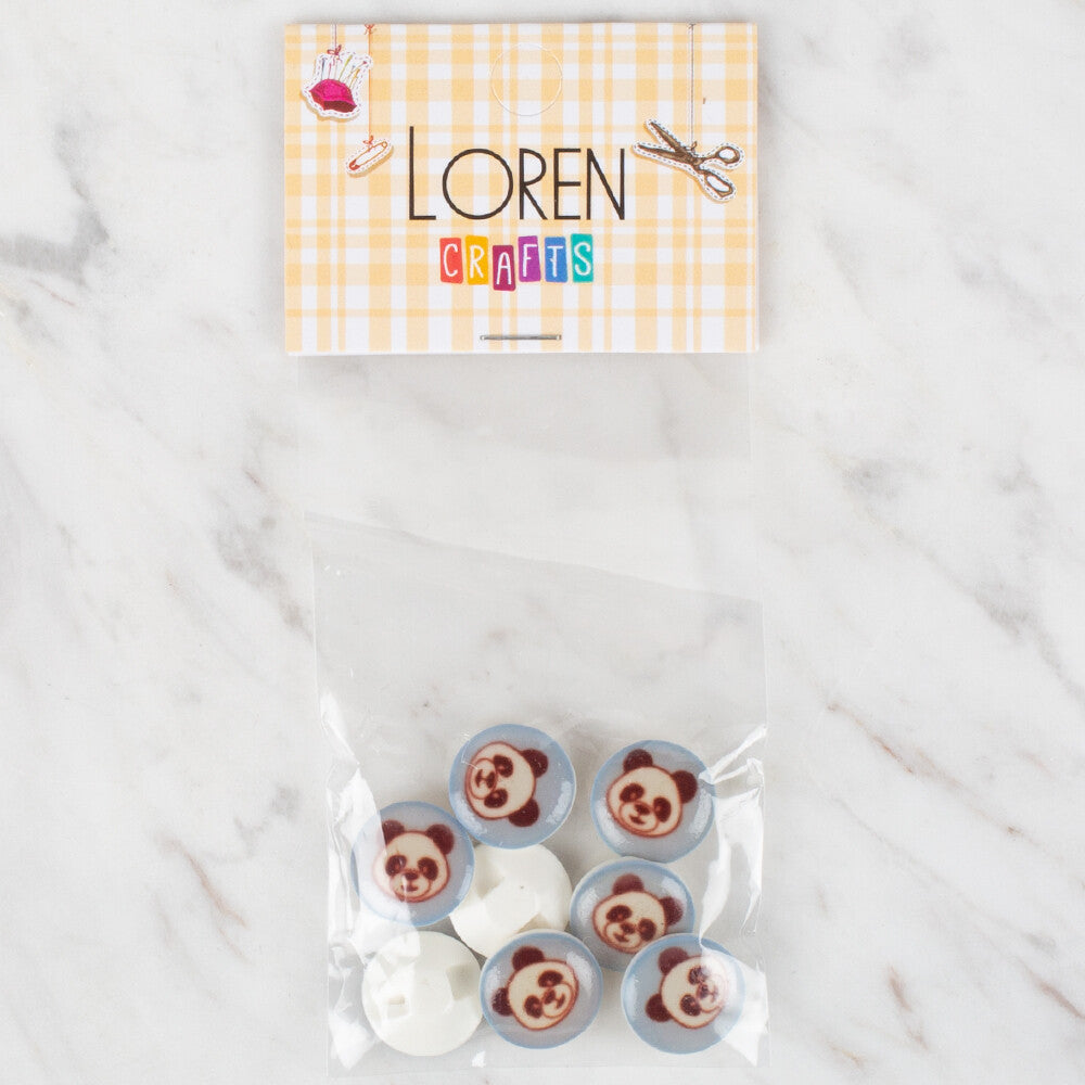 Loren Crafts 8'li Mavi Panda Düğme - 704